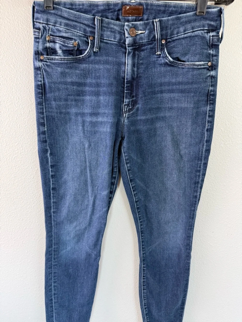 Mother The Looker Ankle Fray Skinny Jeans Invitation Only Blue Denim Women’s 29